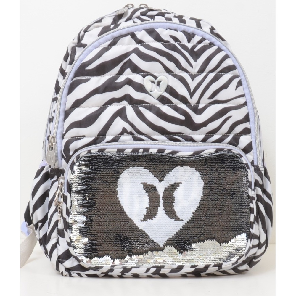 Hurley Flip Sequin White Zebra Backpack School Cheer College Bag